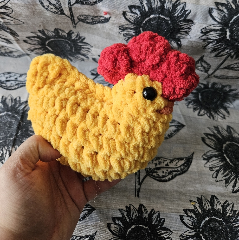 Crochet Yellow Chicken Rooster Amigurumi Plushie - Picture 6 of 6